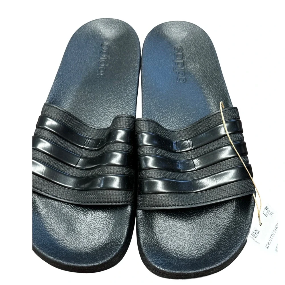 Adidas Adilette Shower Slides Black 3-Stripes Sandals GZ3772 Mens 10 Womens 11
